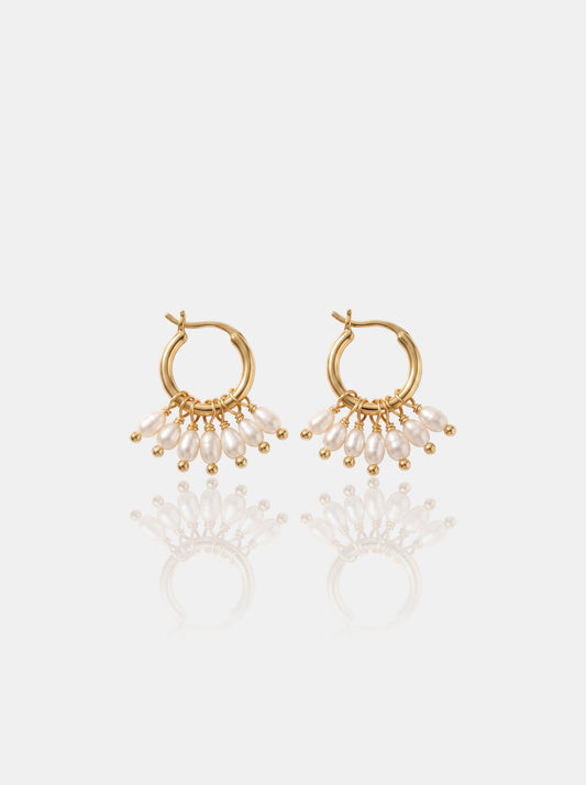 Elongated Rippled Baroque Pearl Drop Earrings Pearltide
