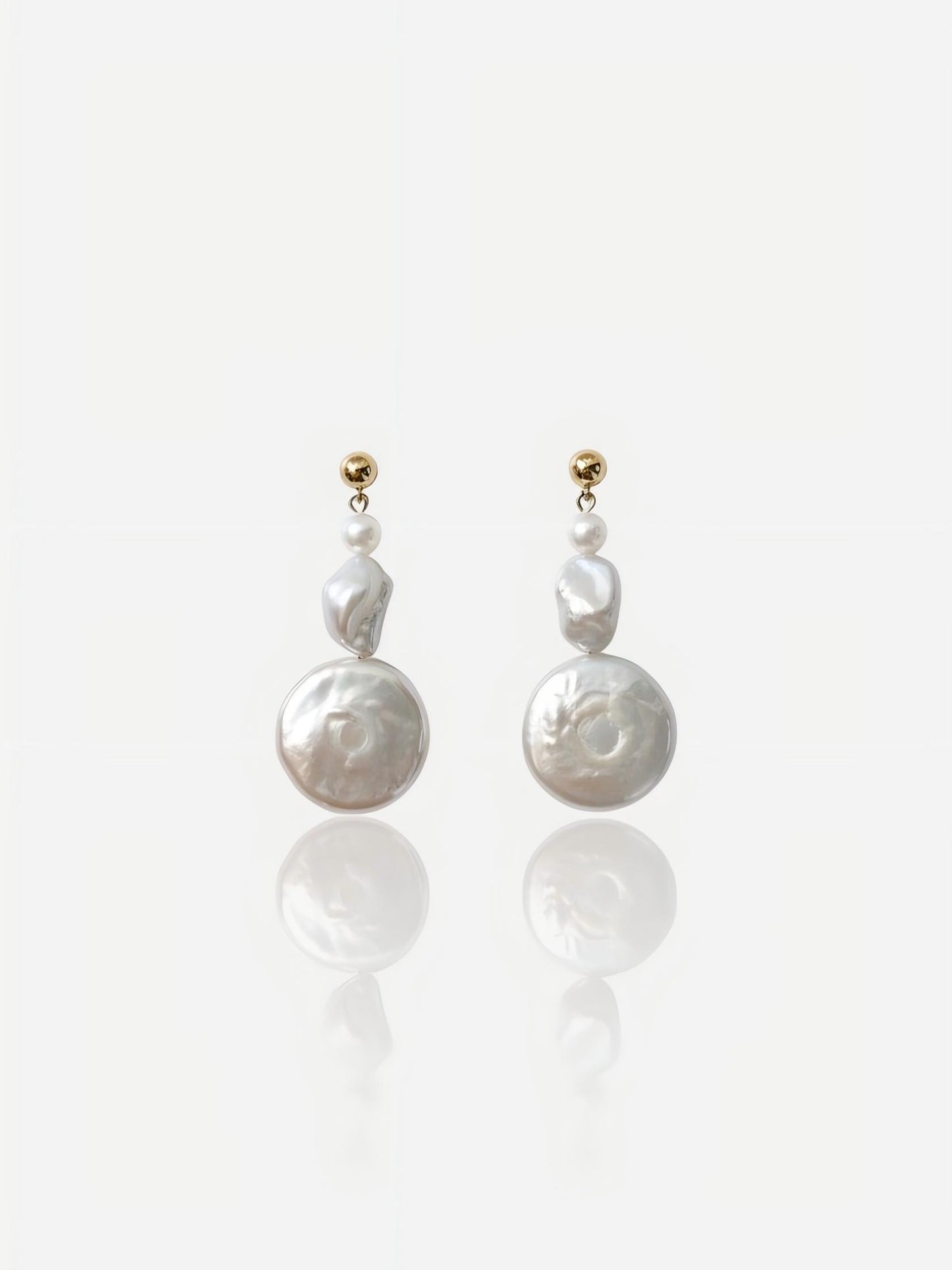 Pearltide Sculptural Triple-Tiered Baroque Pearl Drop Earrings Pearltide