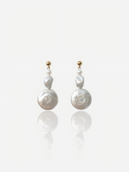 Pearltide Sculptural Triple-Tiered Baroque Pearl Drop Earrings Pearltide