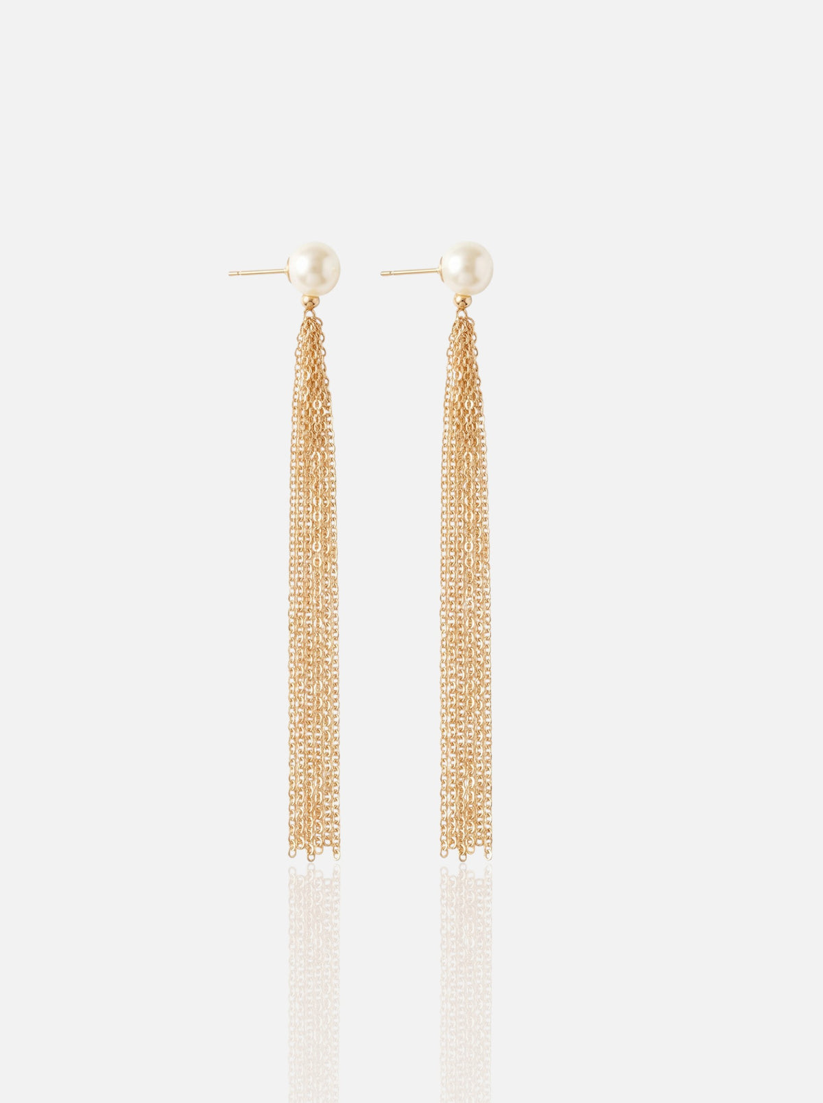 Long Pearl Tassel Drop Earrings Pearltide
