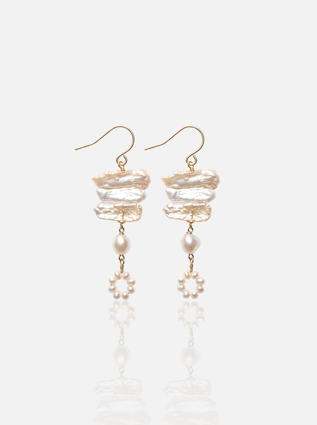 Stacked Stick Pearl Drop Earrings Pearltide