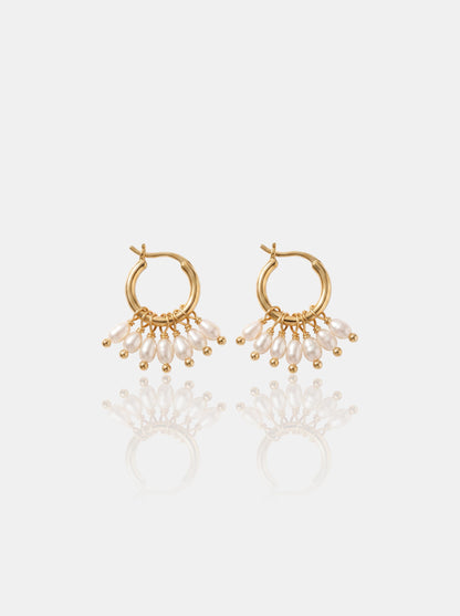 Elongated Rippled Baroque Pearl Drop Earrings Pearltide