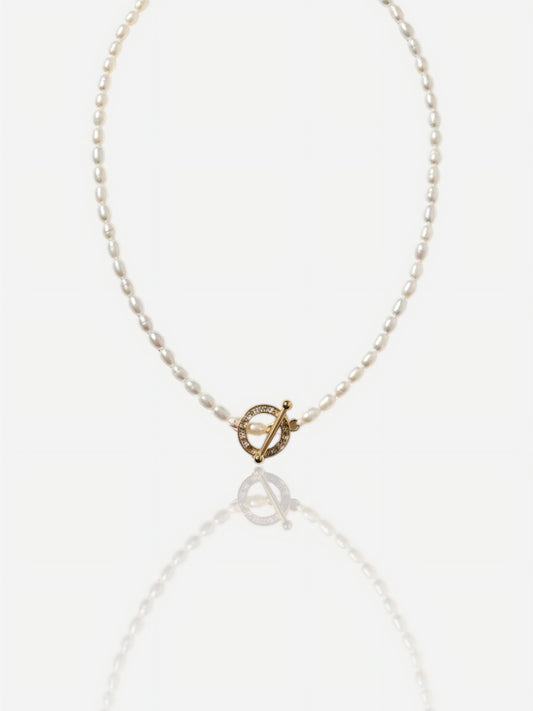 Classic Freshwater Pearl Necklace with Gold Toggle Clasp Pearltide