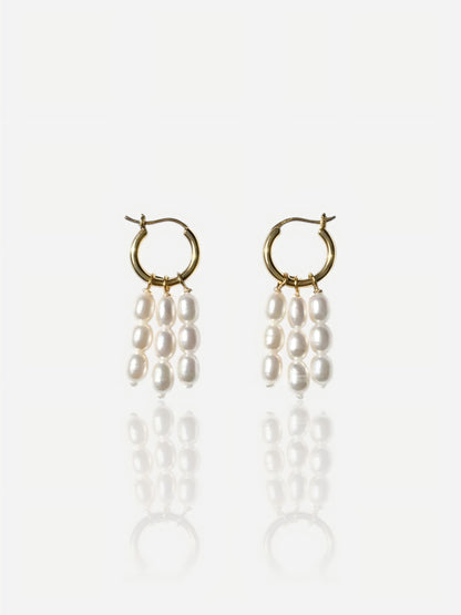 Dainty Rice Pearl Tassel Earrings Pearltide