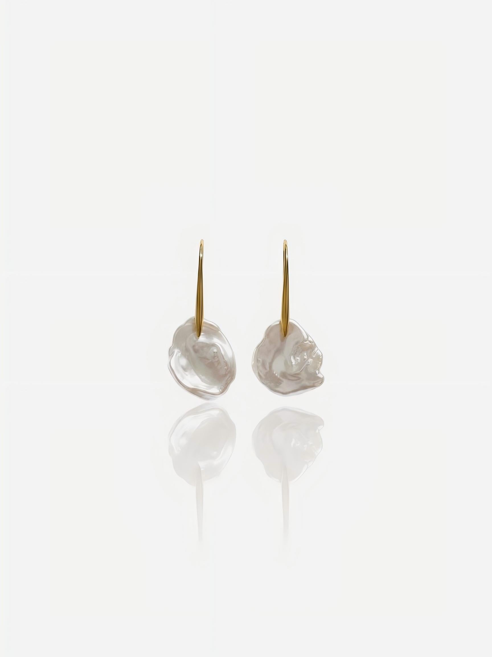 Sculptural Petal Baroque Pearl Drop Earrings Pearltide