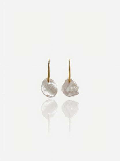 Sculptural Petal Baroque Pearl Drop Earrings Pearltide