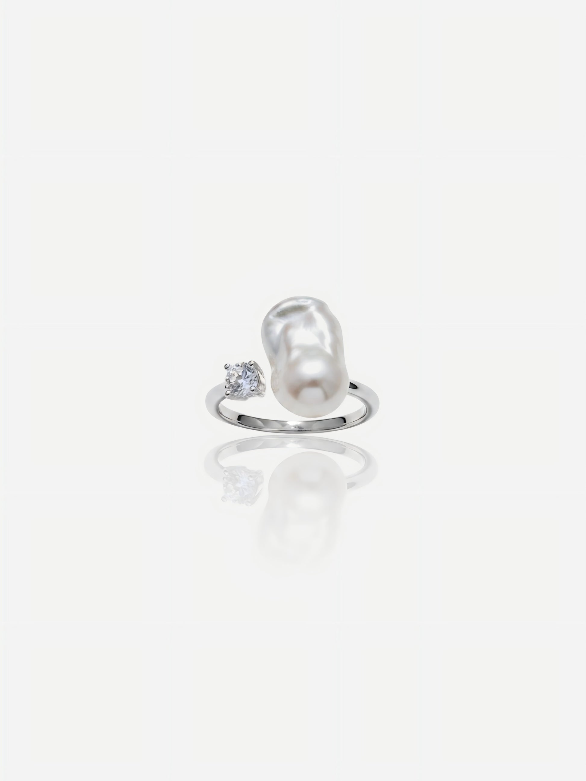 Natural Baroque Pearl Open Ring - Gold Plated Adjustable Statement Jewelry Pearltide