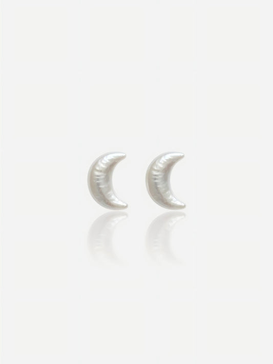 Natural Baroque Pearl Crescent Moon Stud Earrings Pearltide