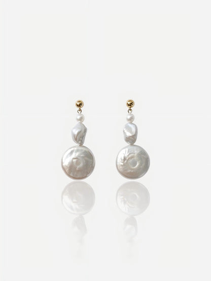Pearltide Sculptural Triple-Tiered Baroque Pearl Drop Earrings Pearltide