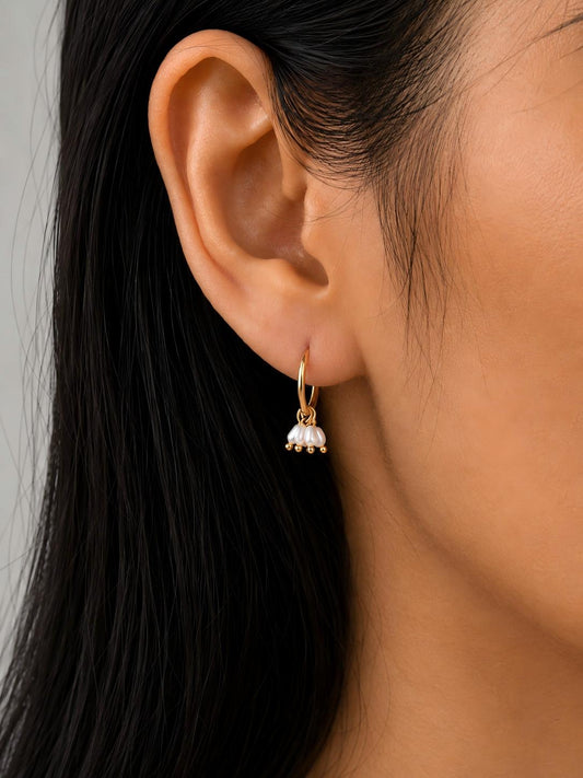 Elongated Rippled Baroque Pearl Drop Earrings Pearltide