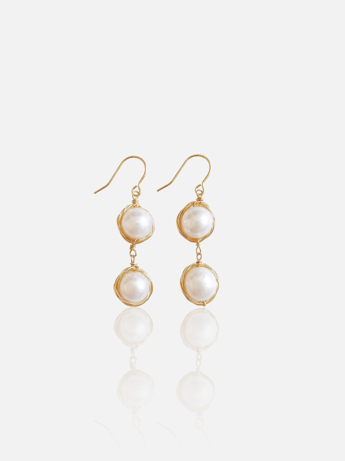 Double Freshwater Pearl Drop Earrings Pearltide