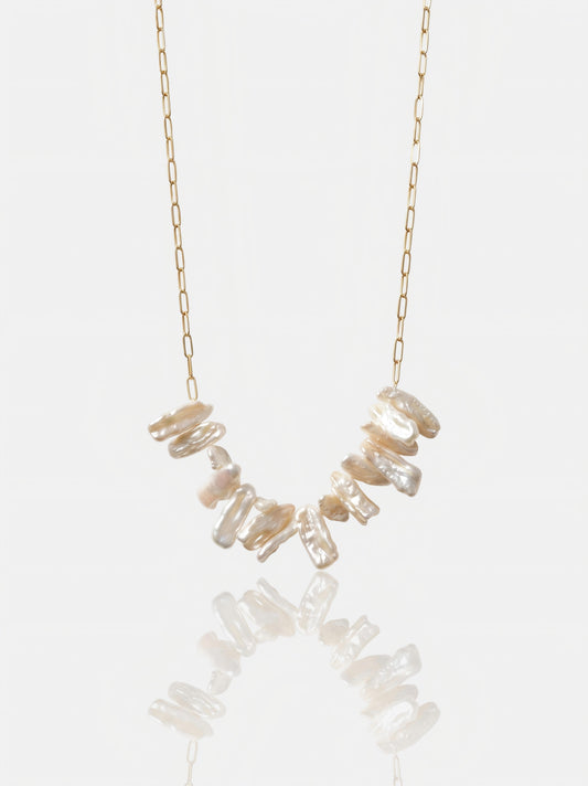 Lyra Organic Biwa Stick Pearl Necklace Pearltide
