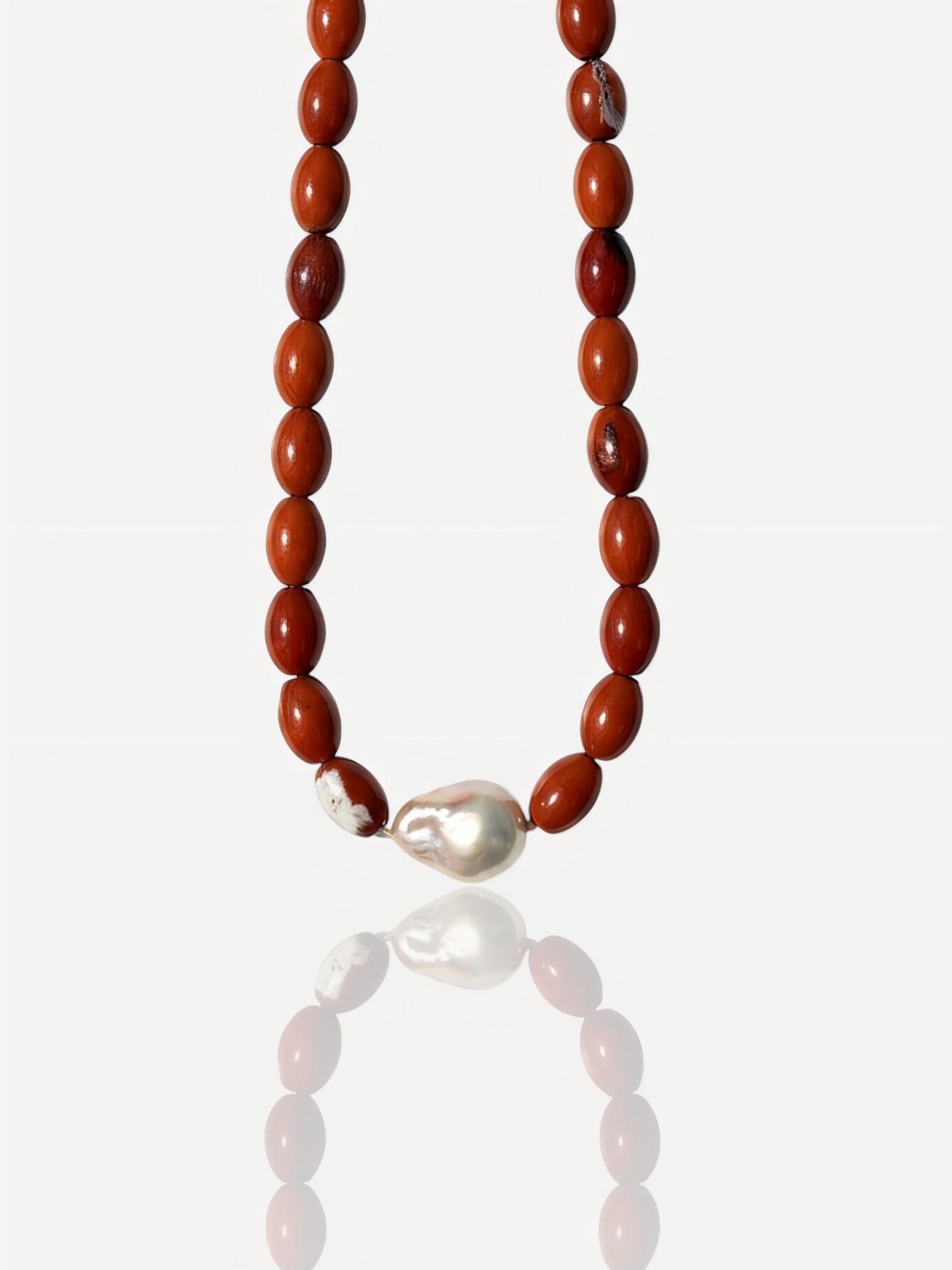 Terra Red Jasper Baroque Pearl Jewelry Necklace Pearltide