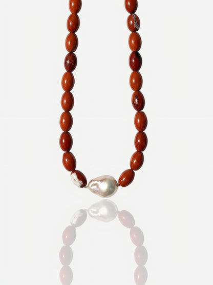 Terra Red Jasper Baroque Pearl Jewelry Necklace Pearltide