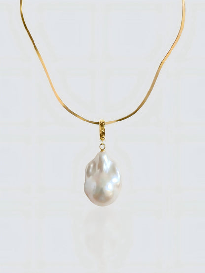 The Vintage Flat Chain with Baroque Pearl Necklace Pearltide