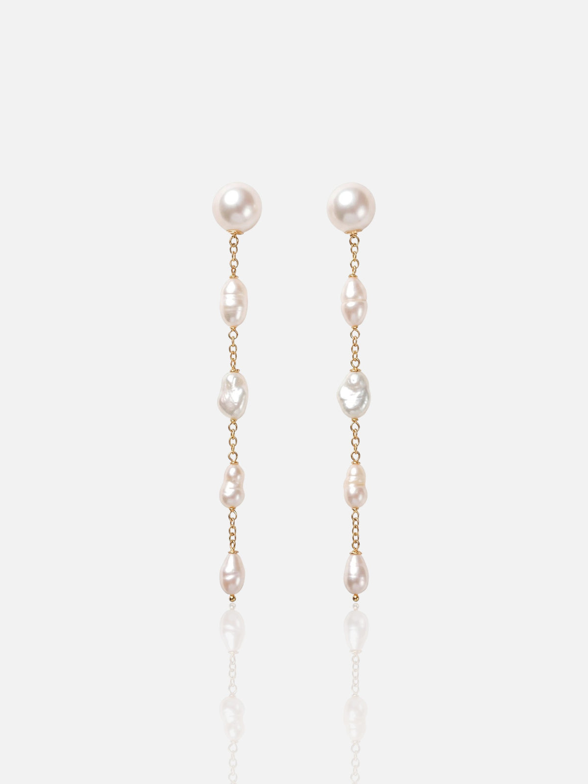 Baroque Pearl Chain Stud Earrings Pearltide
