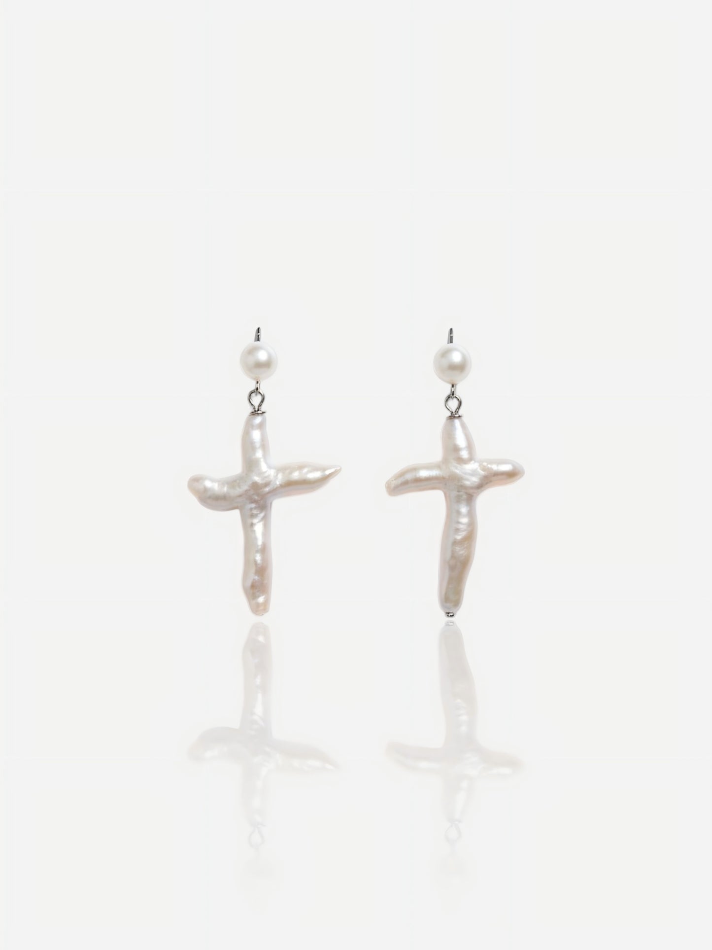 Natural Freshwater Baroque Pearl Cross Necklace & Earrings Set Pearltide