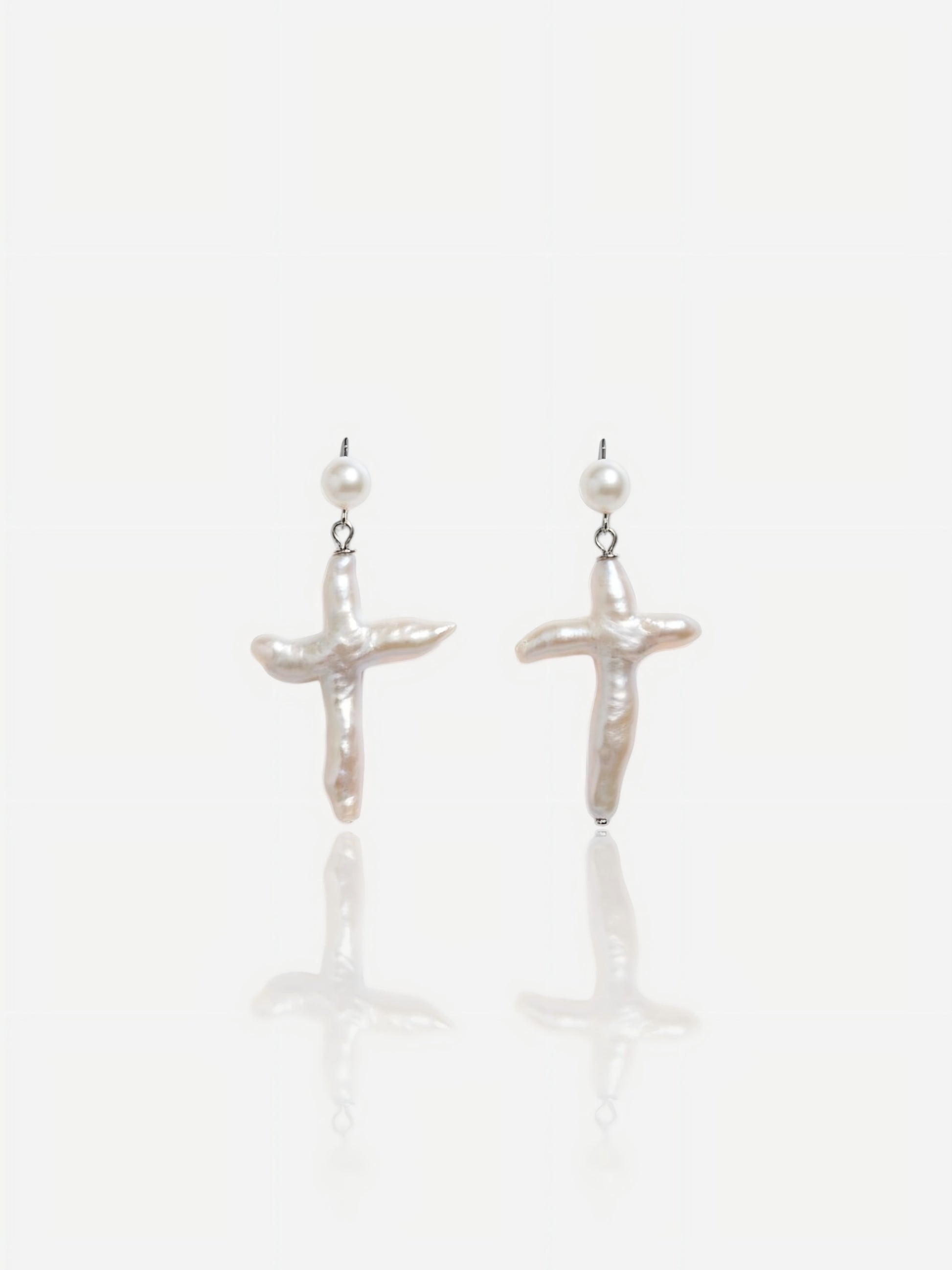 Natural Freshwater Baroque Pearl Cross Necklace & Earrings Set Pearltide