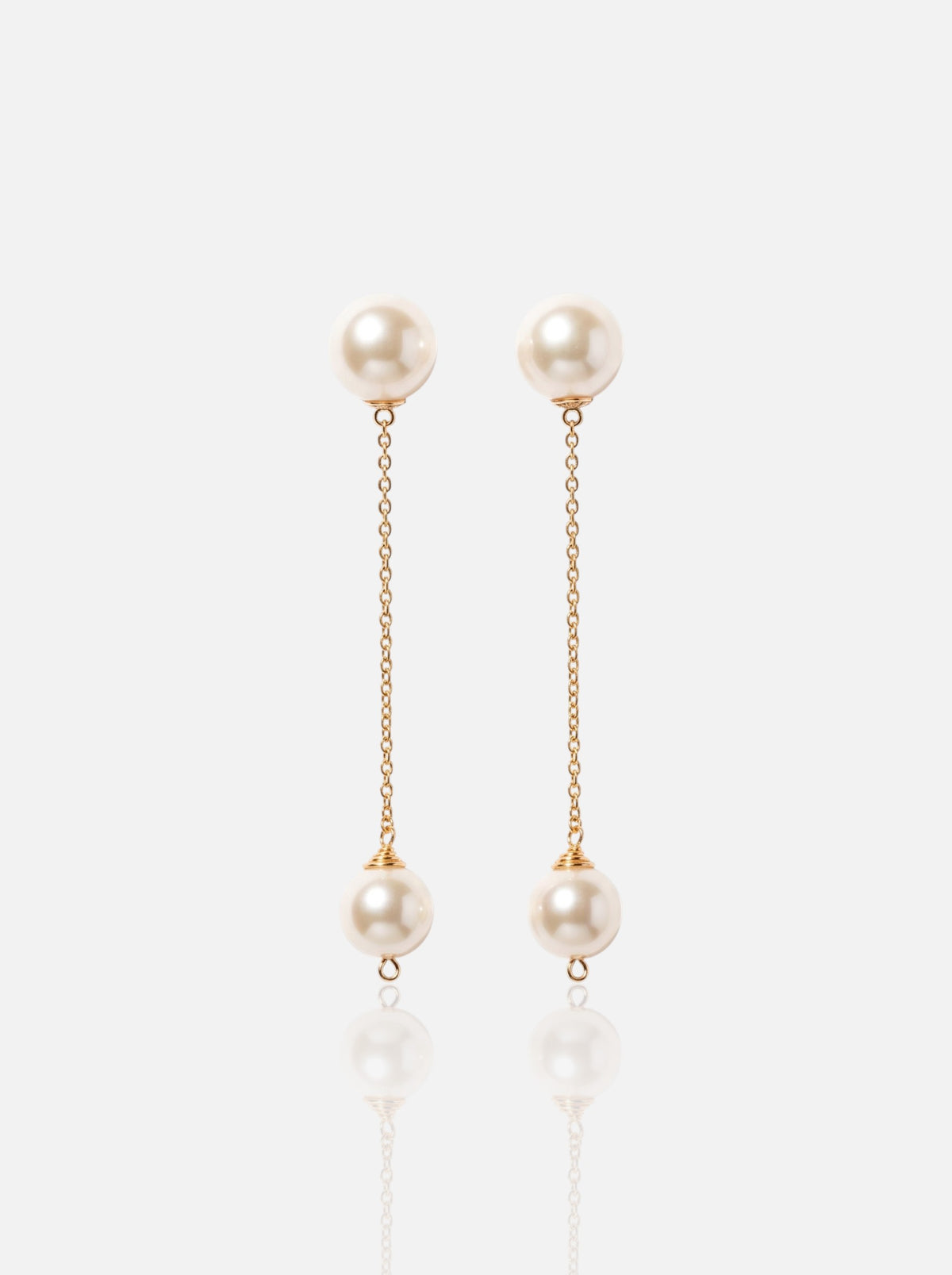 Dainty Pearl Chain Stud Earrings Pearltide