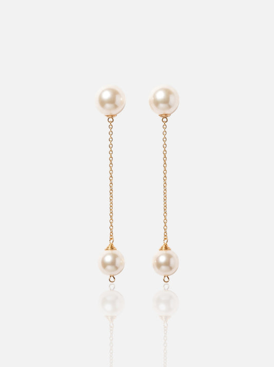 Dainty Pearl Chain Stud Earrings Pearltide