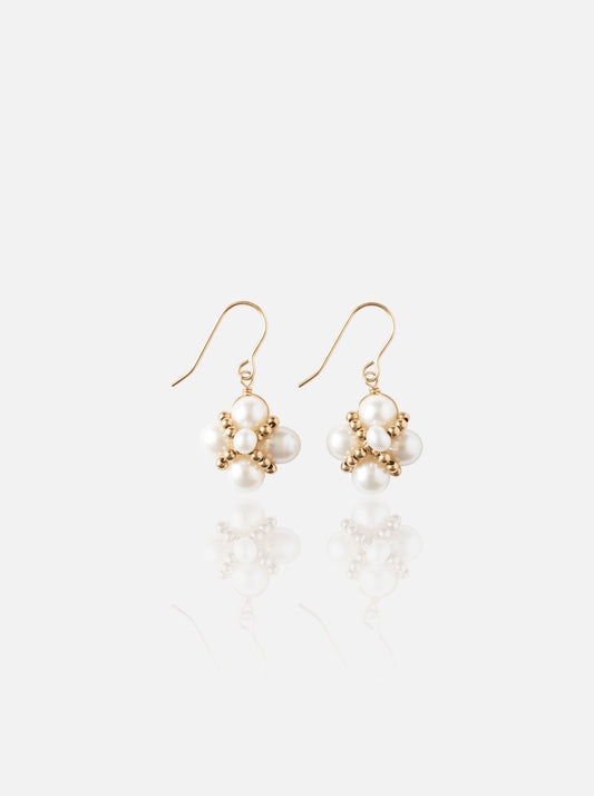 Dainty Pearl Cluster Drop Earrings Pearltide
