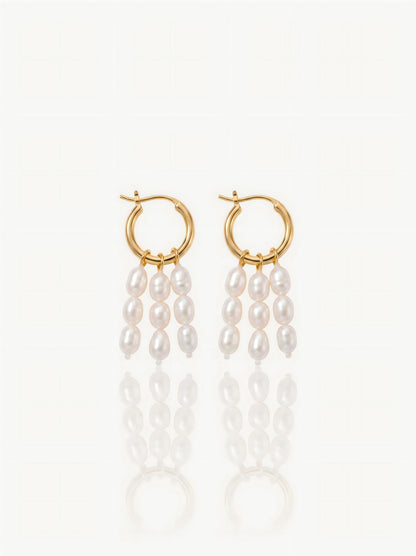 Dainty Rice Pearl Tassel Earrings Pearltide