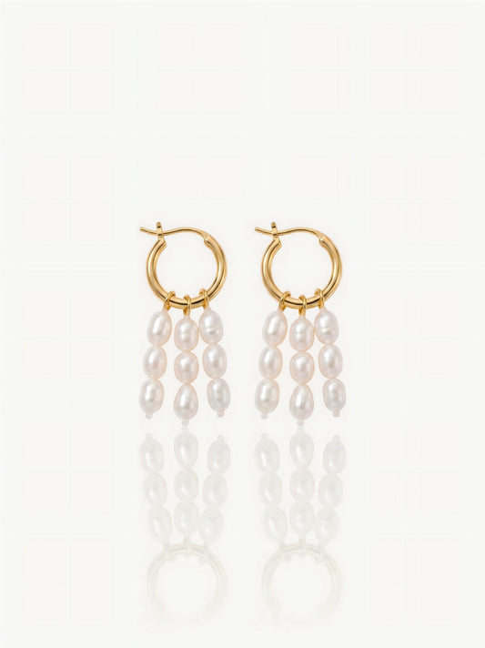 Dainty Rice Pearl Tassel Earrings Pearltide