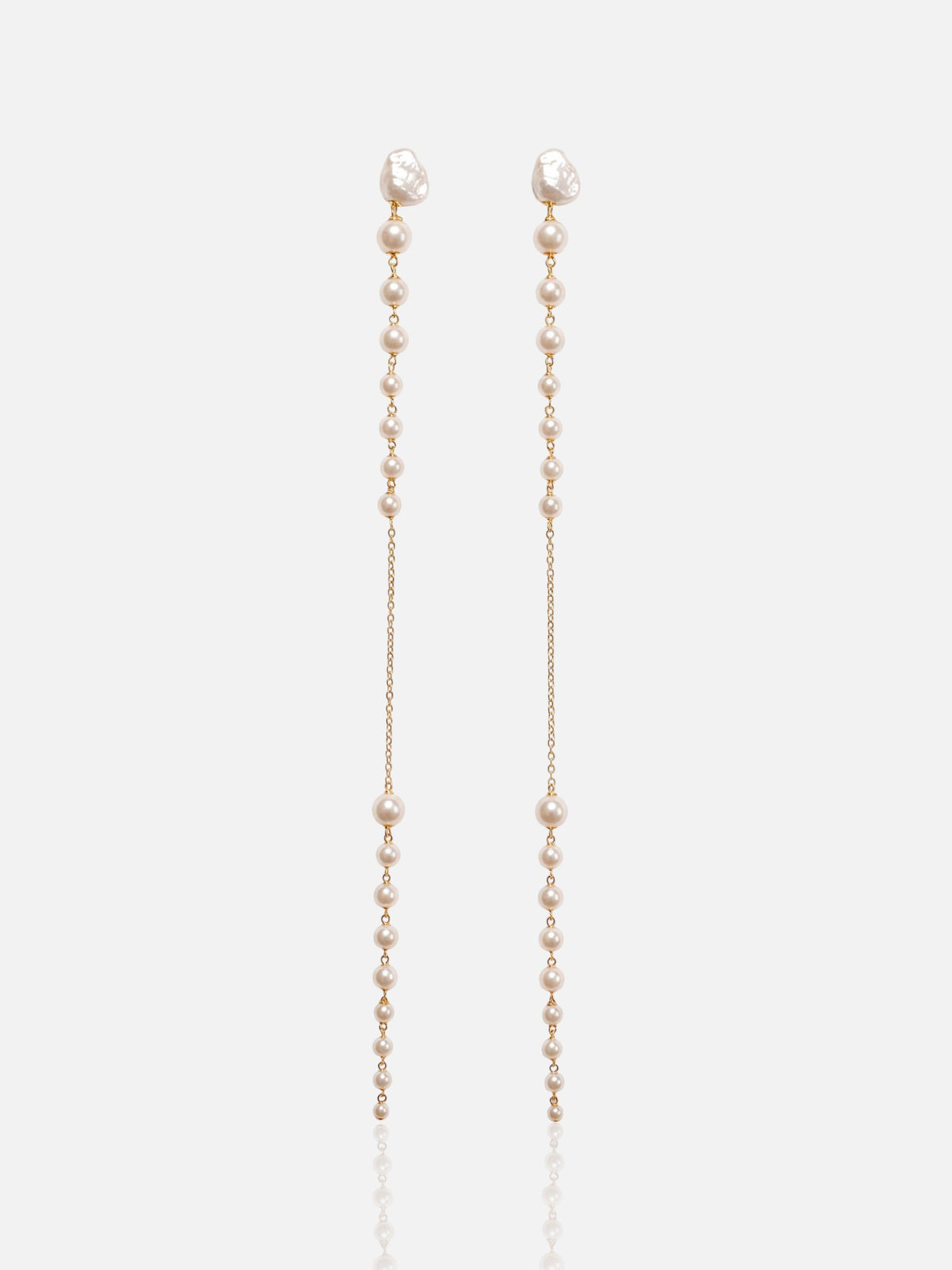 Extra Long Baroque Pearl Stud Earrings Pearltide