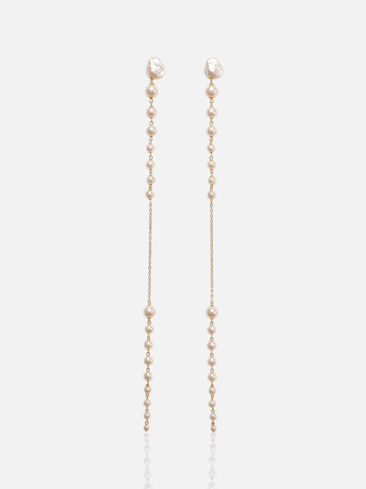 Extra Long Baroque Pearl Stud Earrings Pearltide