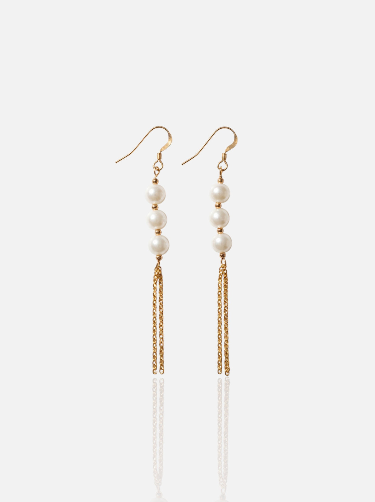 Gold Tassel Pearl Drop Earrings Pearltide