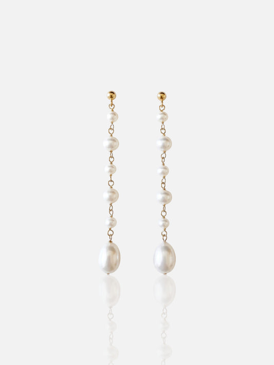 Long Teardrop Pearl Stud Earrings Pearltide
