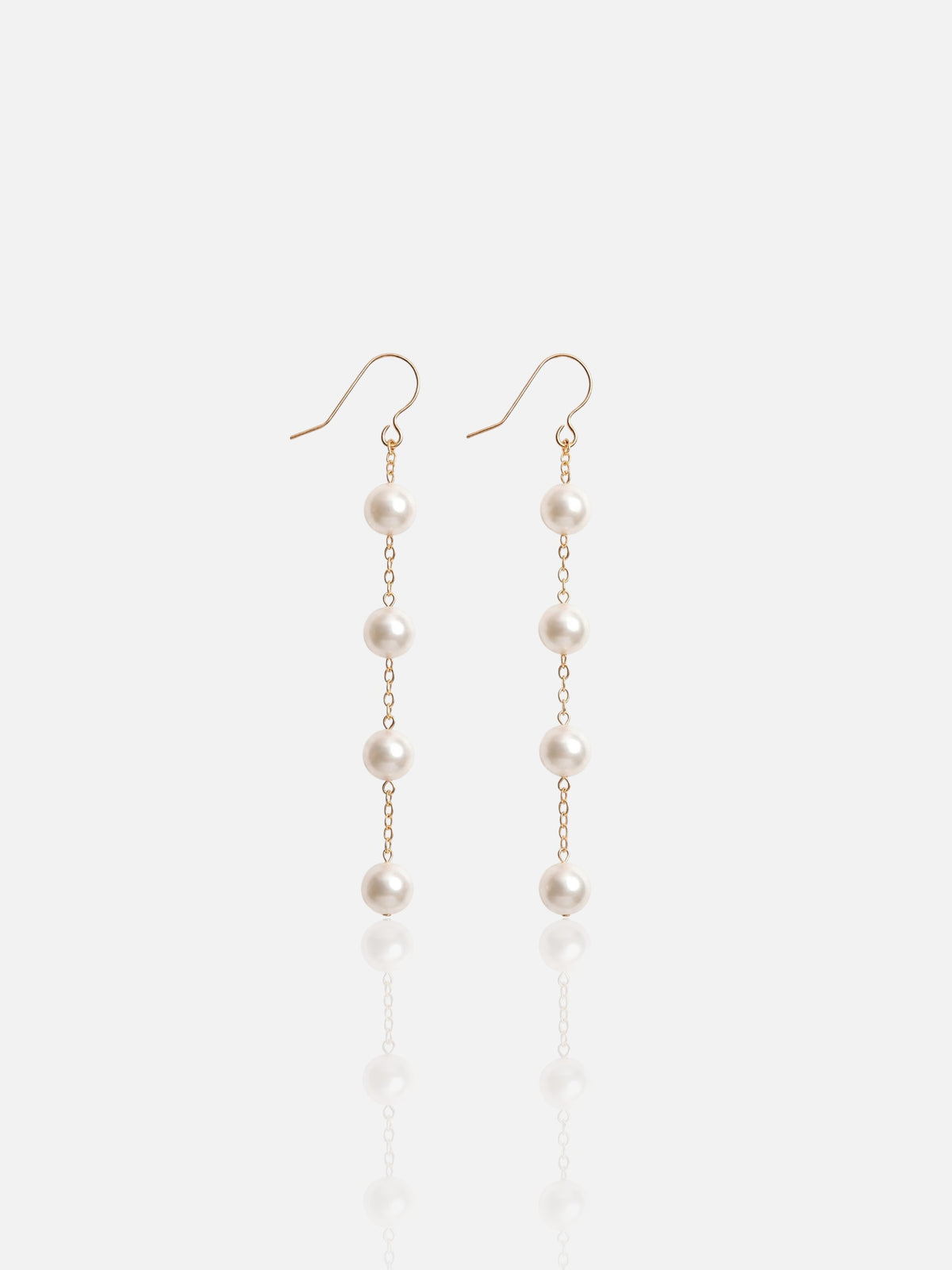 Minimalist Pearl Station Drop Earrings Pearltide