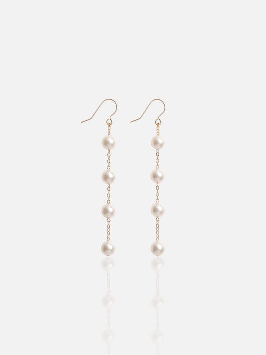 Minimalist Pearl Station Drop Earrings Pearltide
