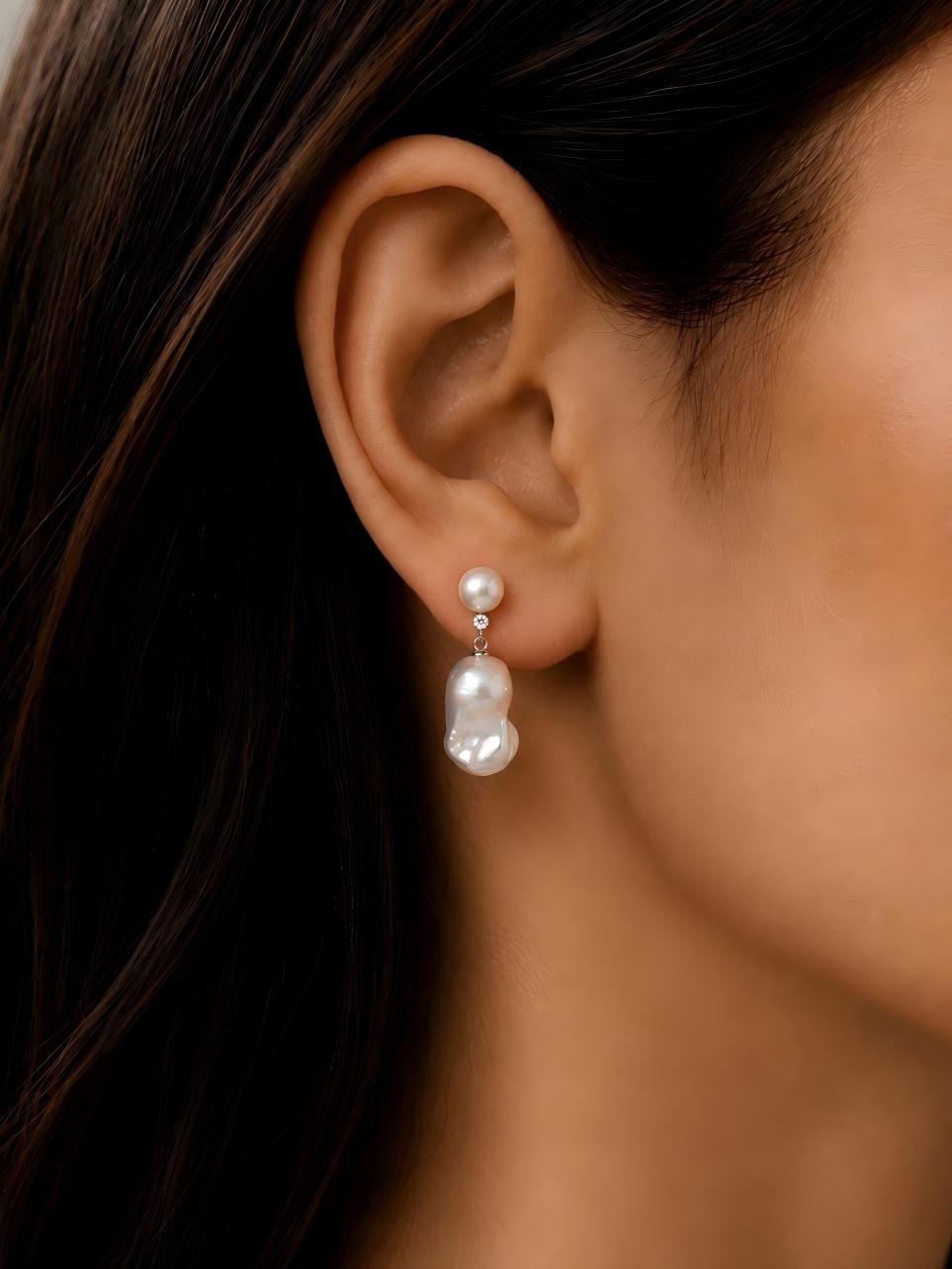 Celeste Petite Baroque Pearl Earrings Pearltide