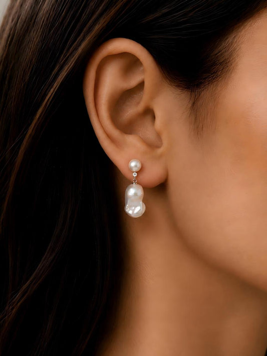 Celeste Petite Baroque Pearl Earrings Pearltide