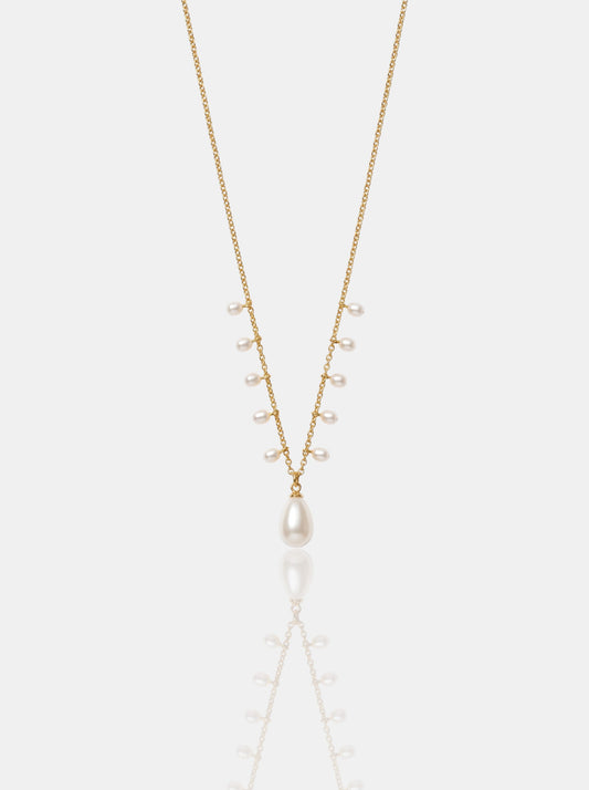 The Moonlit Cascade: Multi-Pearl Shimmer Necklace Pearltide