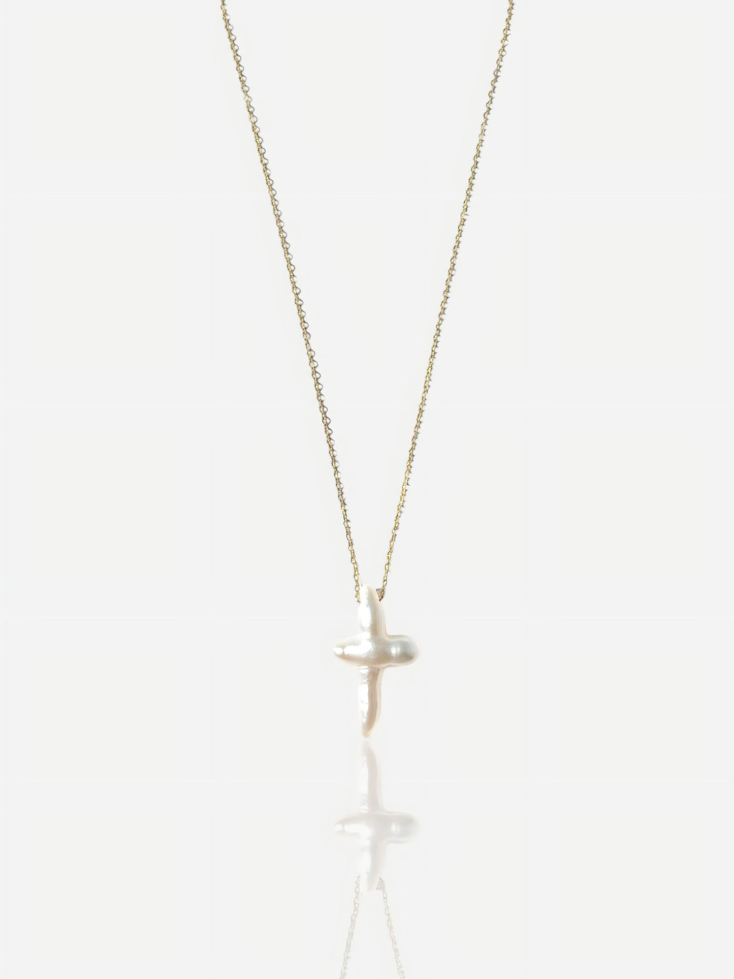 Natural Baroque Pearl Cross Necklace - Minimalist Gold Pendant Pearltide