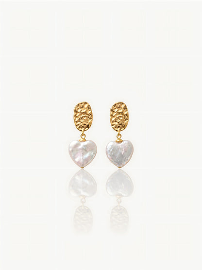 Ocean Ripple Heart Pearl Earrings Pearltide