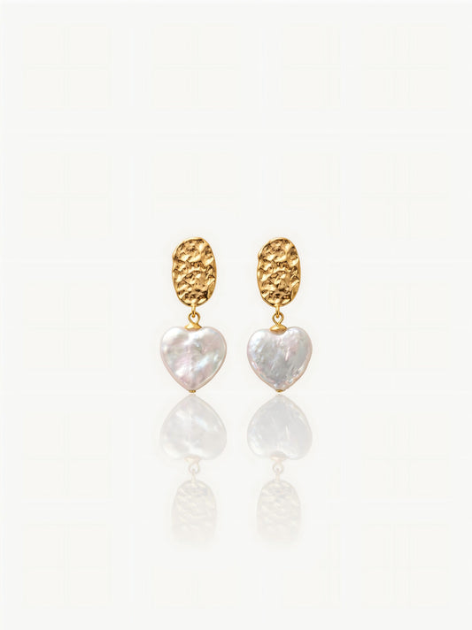 Ocean Ripple Heart Pearl Earrings Pearltide