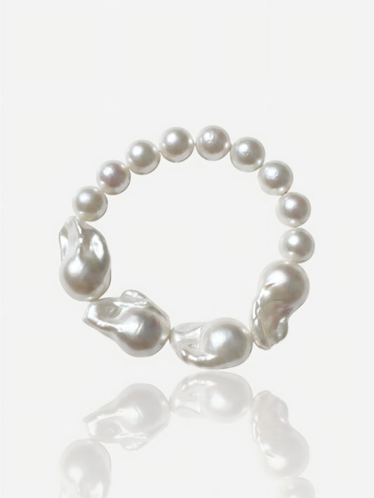 Organic Half-Baroque & Round Freshwater Pearl Bracelet Pearltide