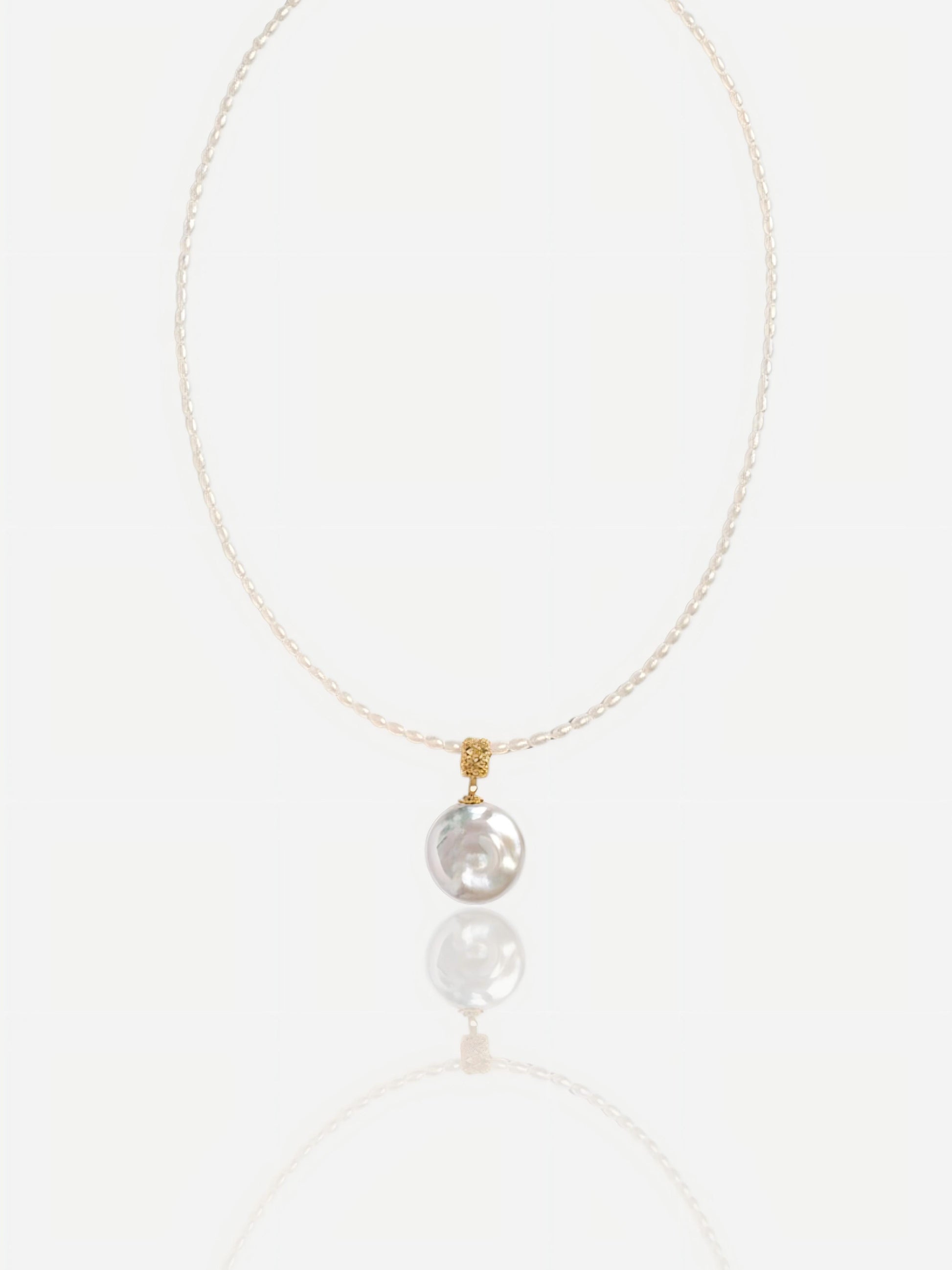 Pearltide "Celeste" Coin & Seed Pearl Necklace Pearltide