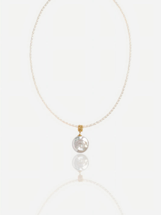 Pearltide "Celeste" Coin & Seed Pearl Necklace Pearltide