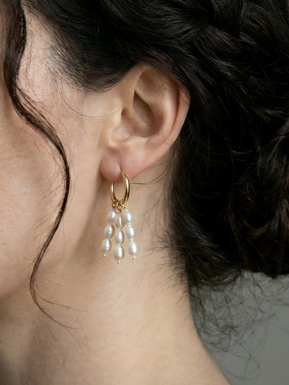 Dainty Rice Pearl Tassel Earrings Pearltide