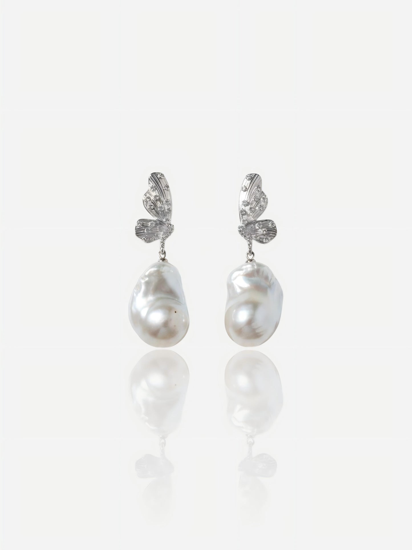 Silver Butterfly & Baroque Pearl Statement Pearltide