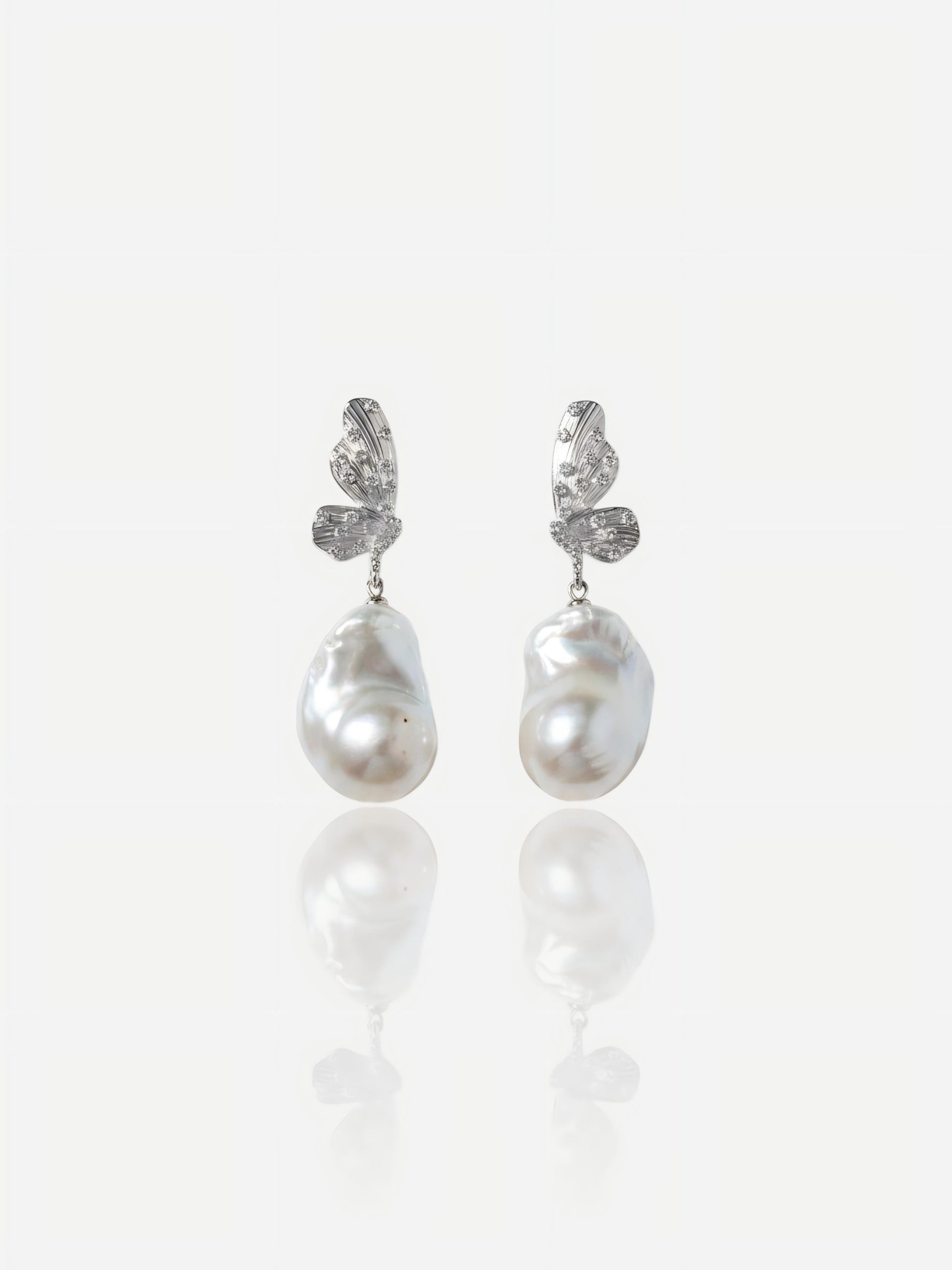 Silver Butterfly & Baroque Pearl Statement Pearltide