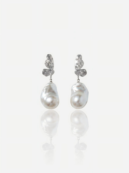 Silver Butterfly & Baroque Pearl Statement Pearltide