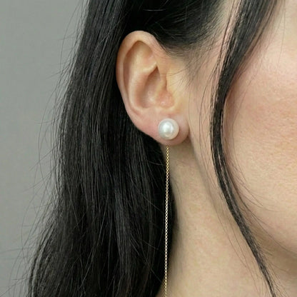 On-Model Elegance: The Tidal Drop 14k Gold Filled Pearl Threaders