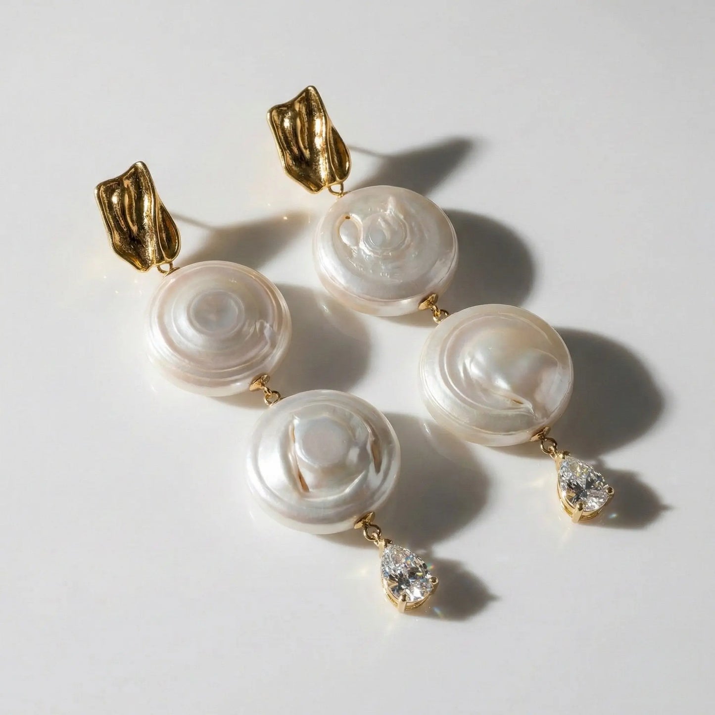 Artisan Details: Textured Gold Top & Lustrous Coin Pearls