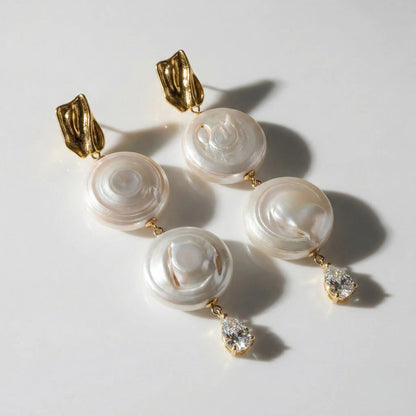 Artisan Details: Textured Gold Top & Lustrous Coin Pearls