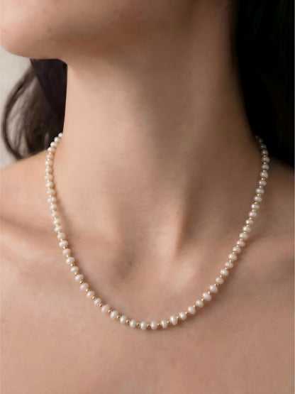 Dainty Freshwater Pearl & Gold Bead Necklace Pearltide